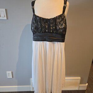 Taboo Lace Bodice Rhinestone Strap Dress | Size 3X | Black & White